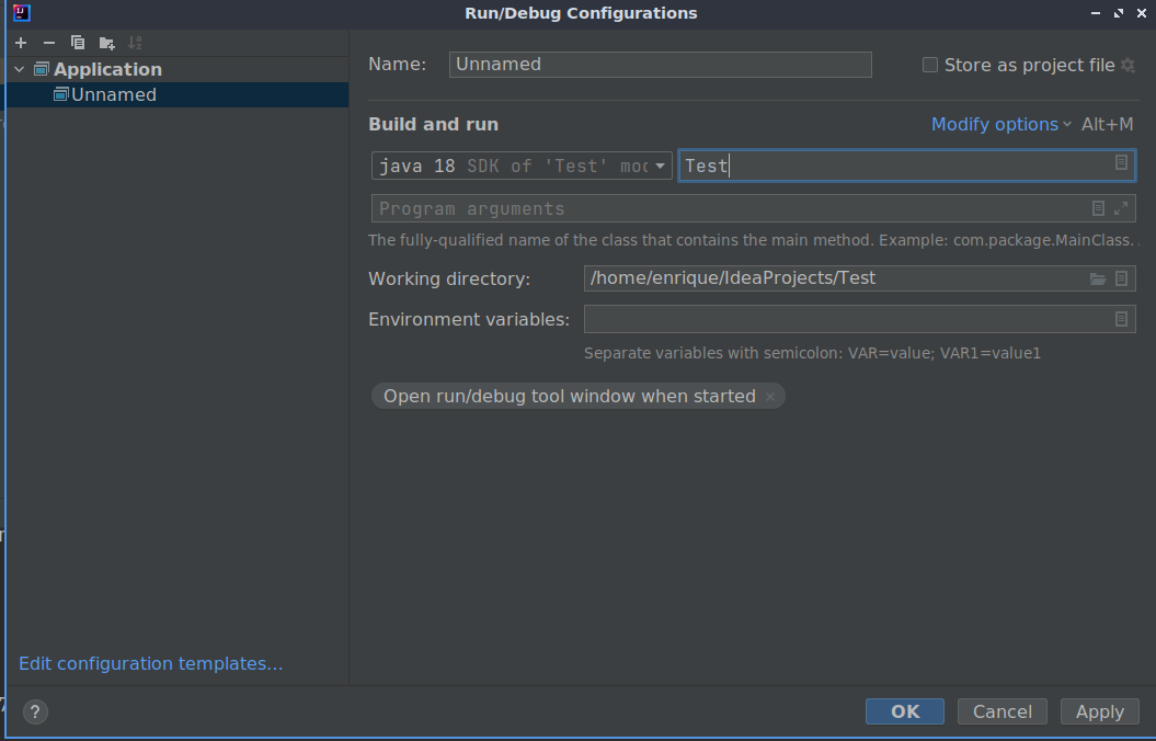Run/Debug Configuration